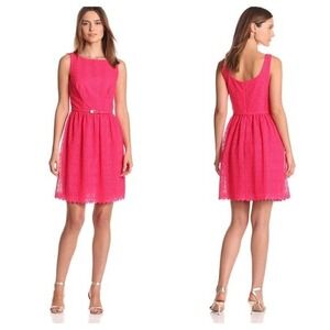 Trina Turk Womens B-52‎ Pink Dress Boat Neck Belted NEW Size 4